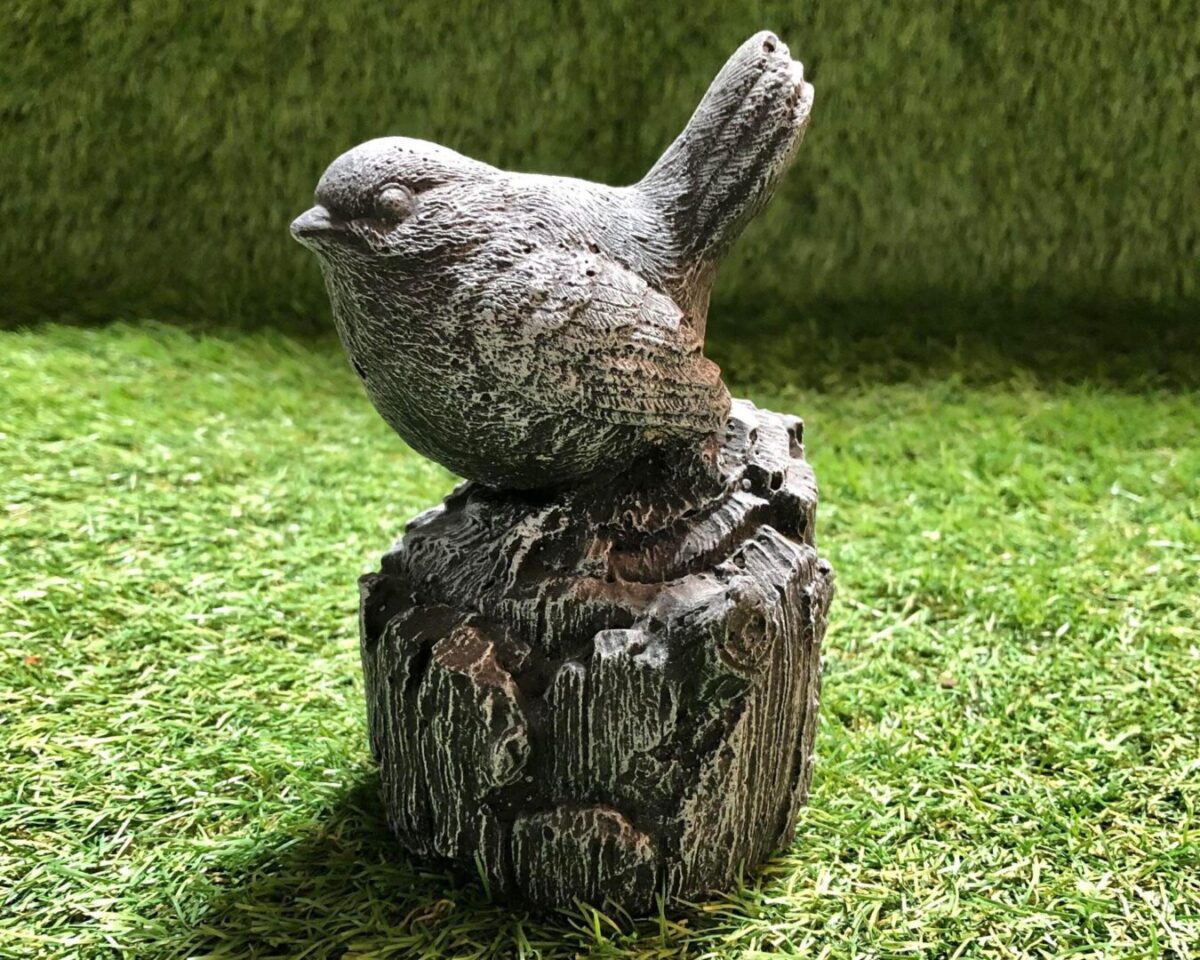 Robin On Stump Concrete Garden Ornament