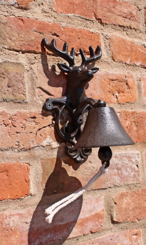 Rustic Cast Iron Wall Bell Reindeer Bust