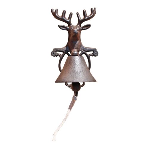 Rustic Cast Iron Wall Bell Reindeer Bust