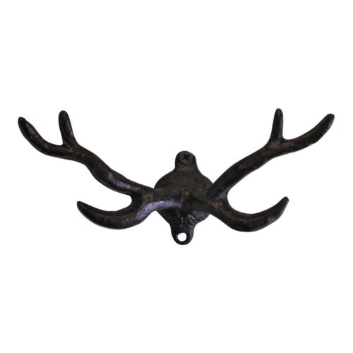 Rustic Cast Iron Wall Hooks Stag Antlers Small