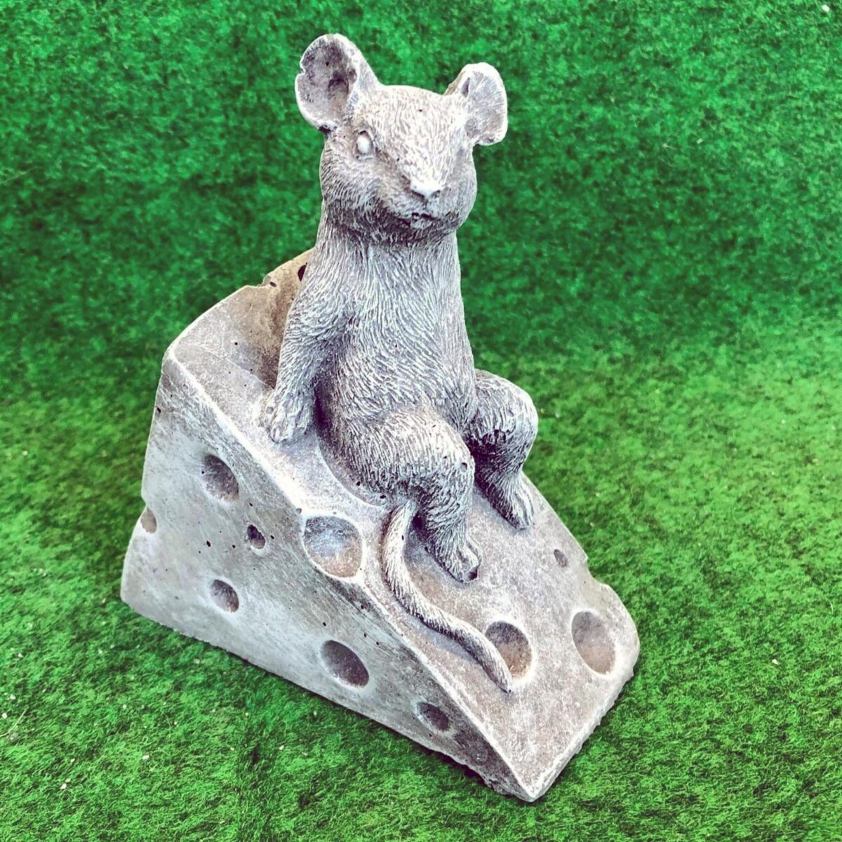 Mouse On Cheese Block Concrete Ornament