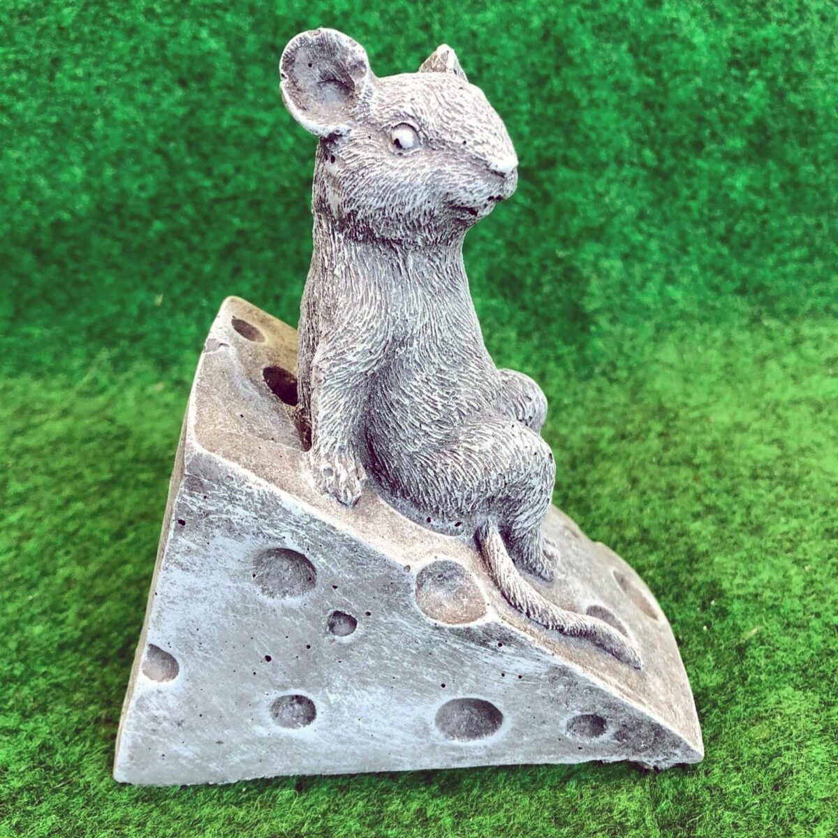 Mouse On Cheese Block Concrete Ornament