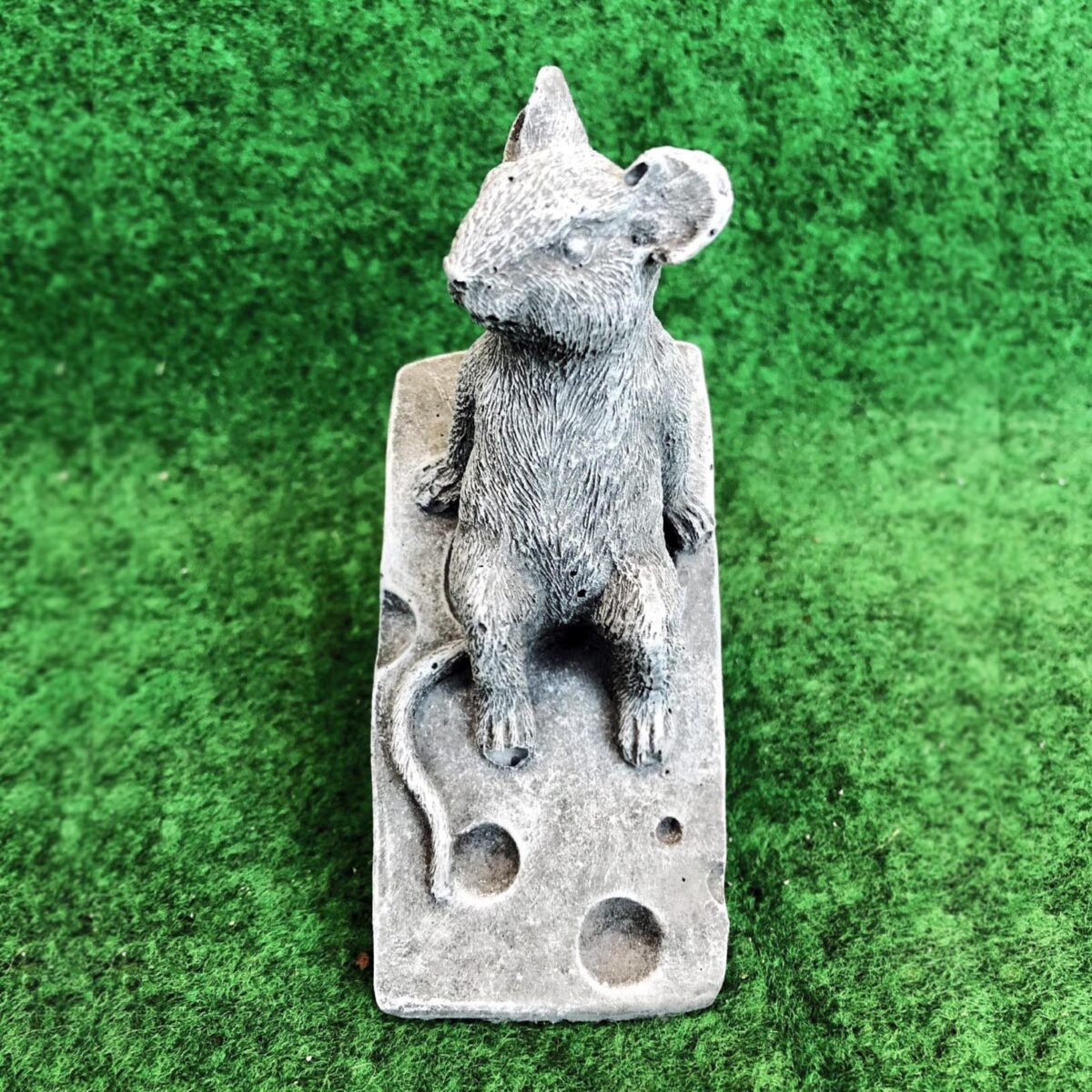 Mouse On Cheese Block Concrete Ornament