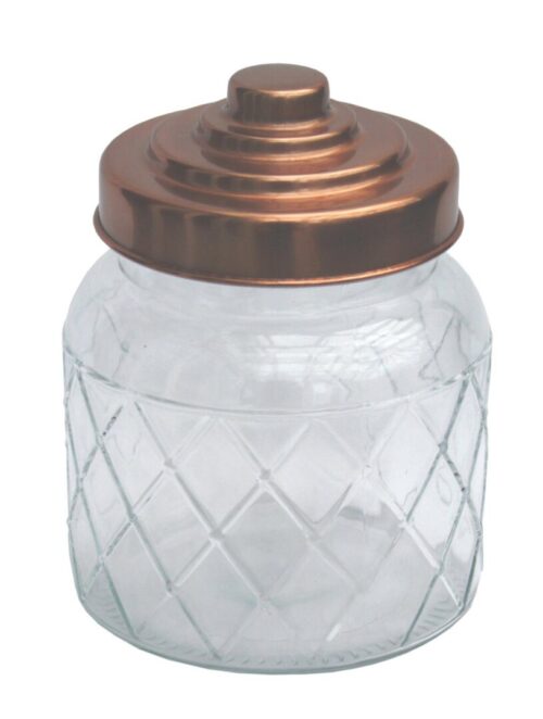 Round Glass Jar With Copper Lid 5.5 Inch