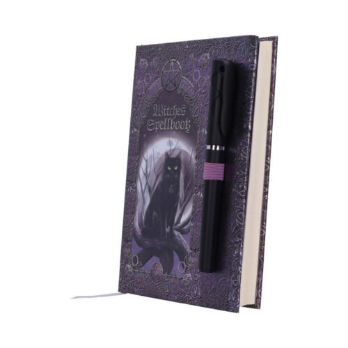 Embossed Black Cat Witches Spell Book A5 Journal with Pen