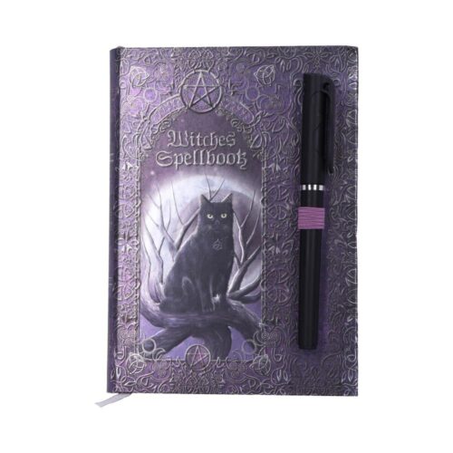 Embossed Black Cat Witches Spell Book A5 Journal with Pen