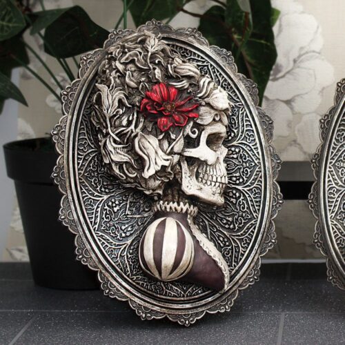 Beautiful Female Skeleton Plaque Day of the Dead Valentine Wall Hanging