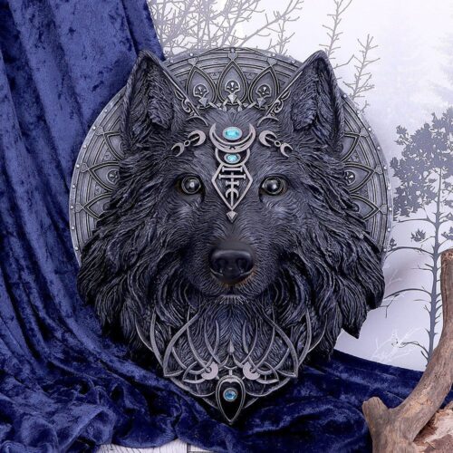 Dark Gothic Magical Wolf Moon Wall Hanging Plaque