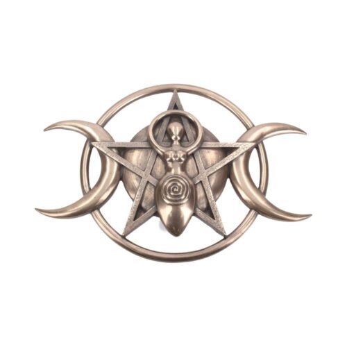 Bronzed Triple Moon Cycle Of Life Goddess Plaque 30cm